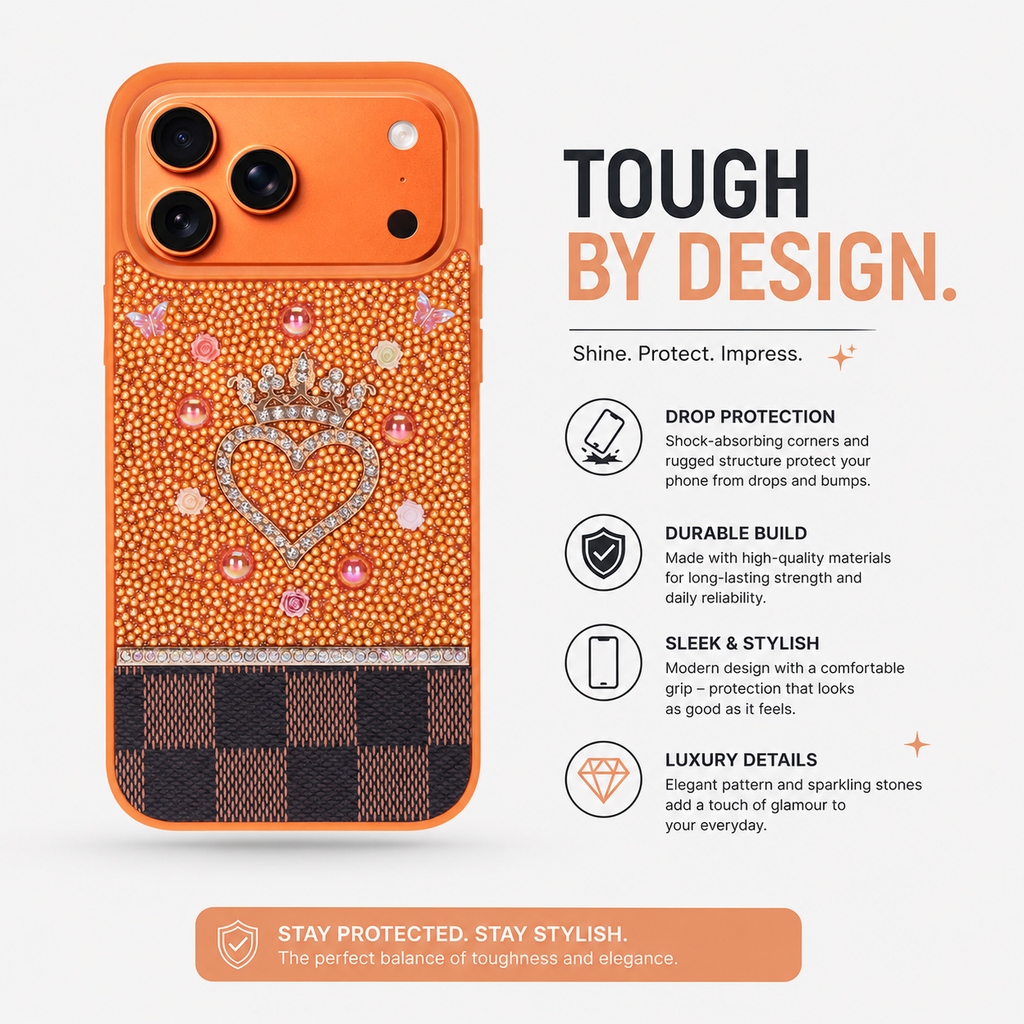 Vissel Heart Crystal Luxury Case for iPhone 17 Pro Max