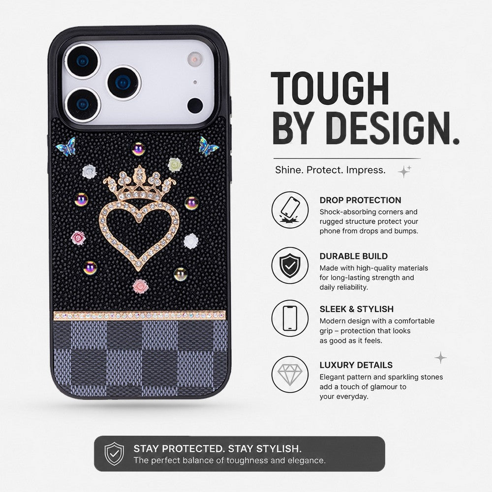 Vissel Heart Crystal Luxury Case for iPhone 17 Pro Max