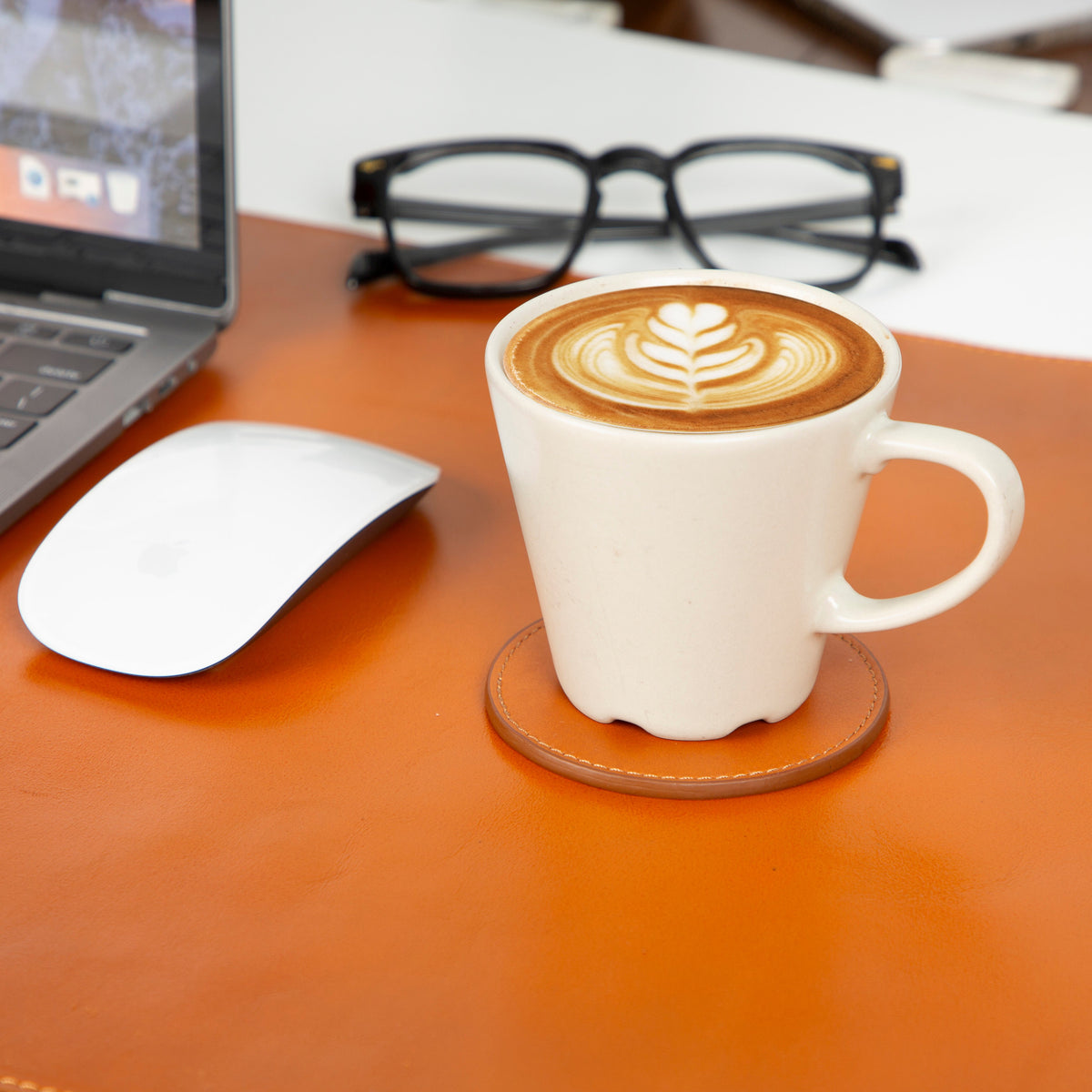 Divine Cup Leather Coaster Set