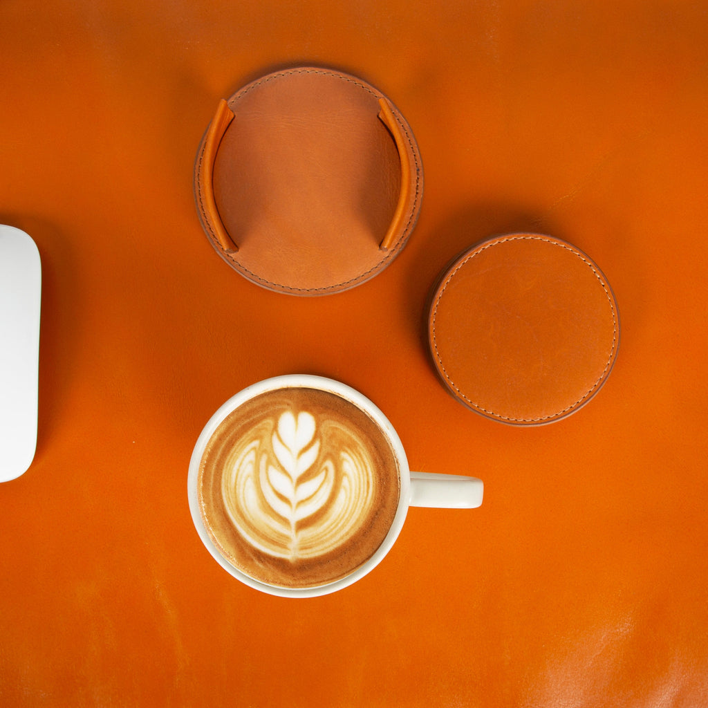 Divine Cup Leather Coaster Set