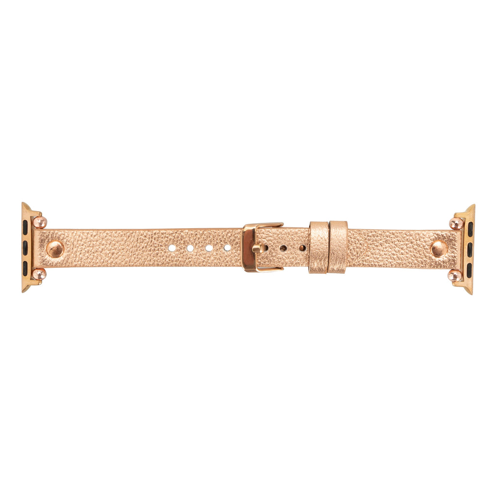 Ferro Leather Apple Watch Band with Rose Gold Trok