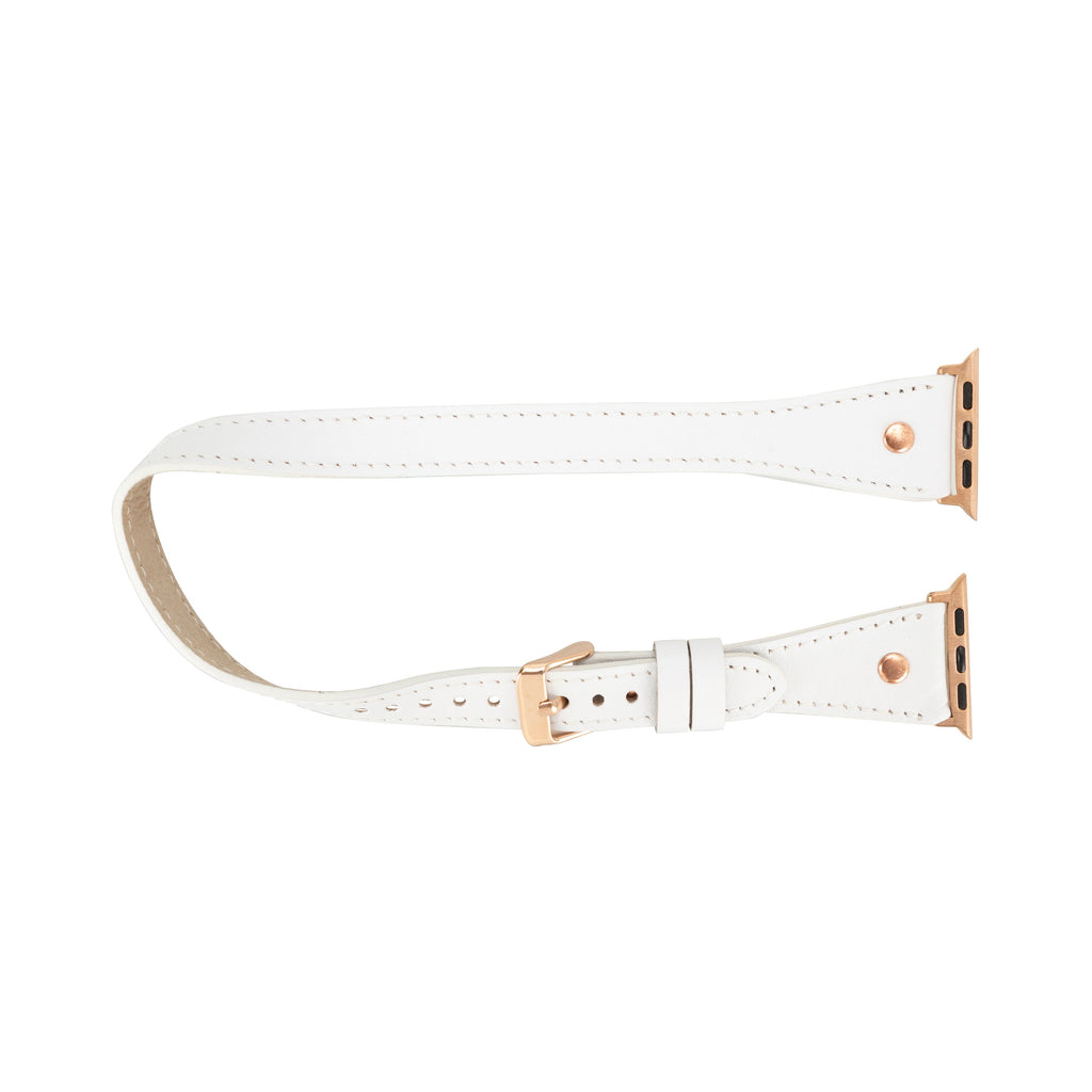 Hector Double Tour Leather Apple Watch Band with Rose Gold Trok