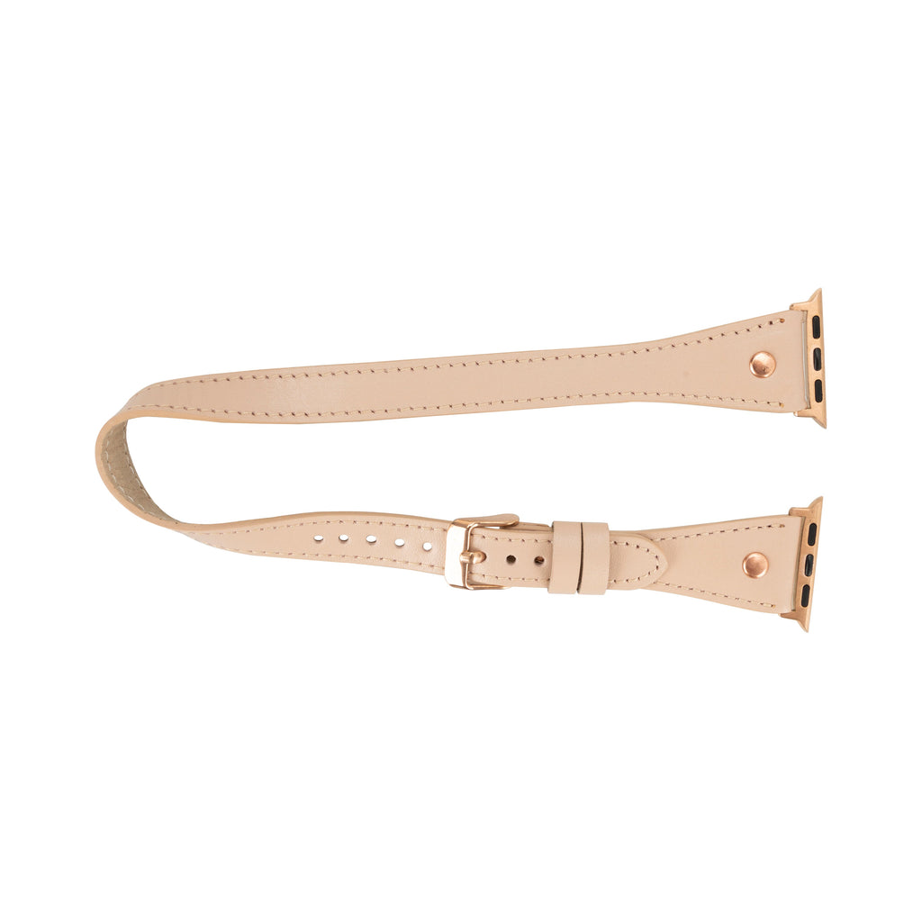 Hector Double Tour Leather Apple Watch Band with Rose Gold Trok