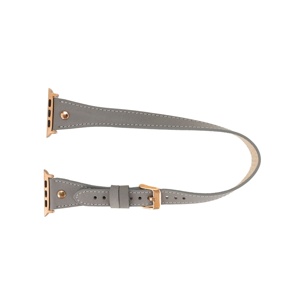 Hector Double Tour Leather Apple Watch Band with Rose Gold Trok