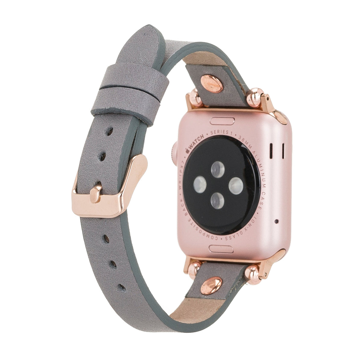 Ferro Leather Apple Watch Band with Rose Gold Trok