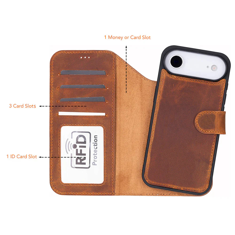 Magic iPhone 17 Air Leather Detachable Wallet Case