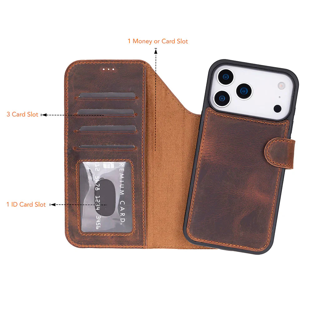 Magic iPhone 17 Pro Max Leather Detachable Wallet Case