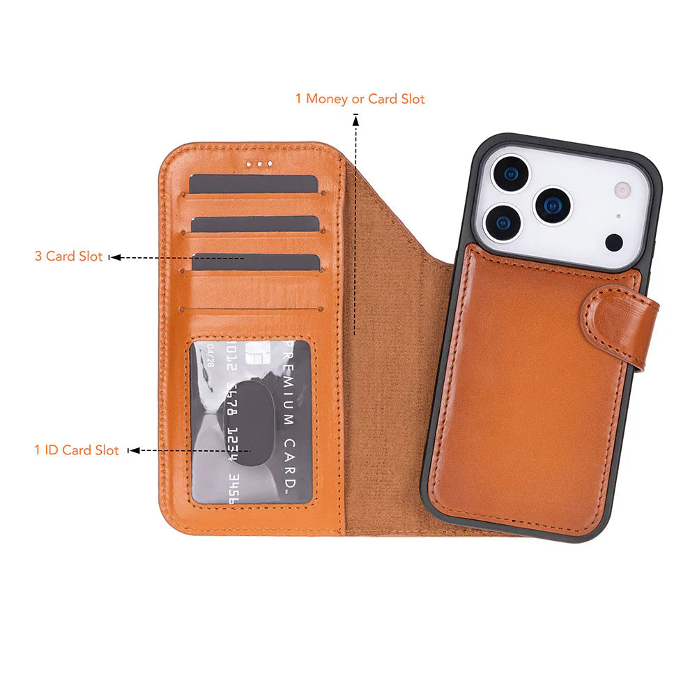 Magic iPhone 17 Pro Max Leather Detachable Wallet Case