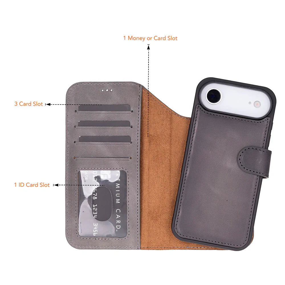 Magic iPhone 17 Air Leather Detachable Wallet Case
