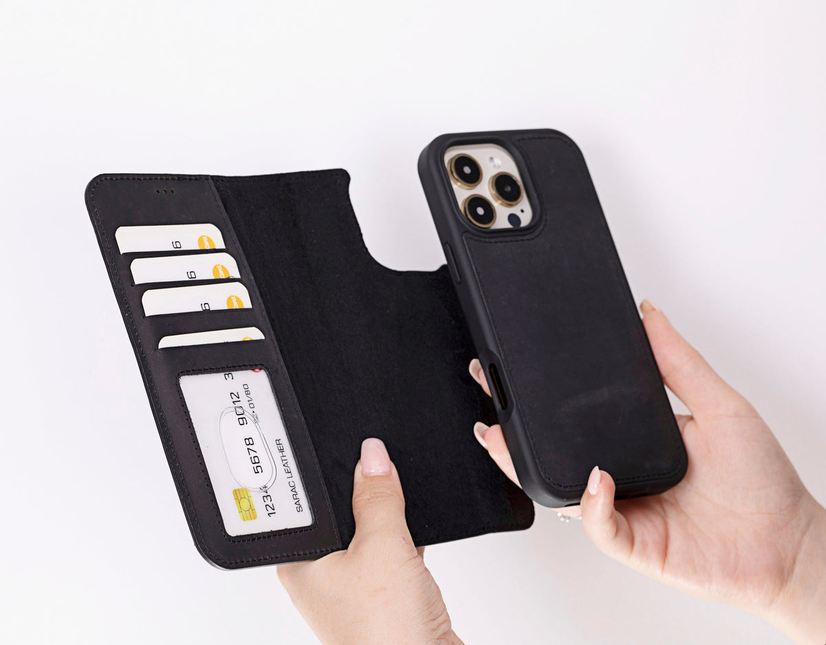 Liluri iPhone 16 Pro Detachable Leather Wallet Case