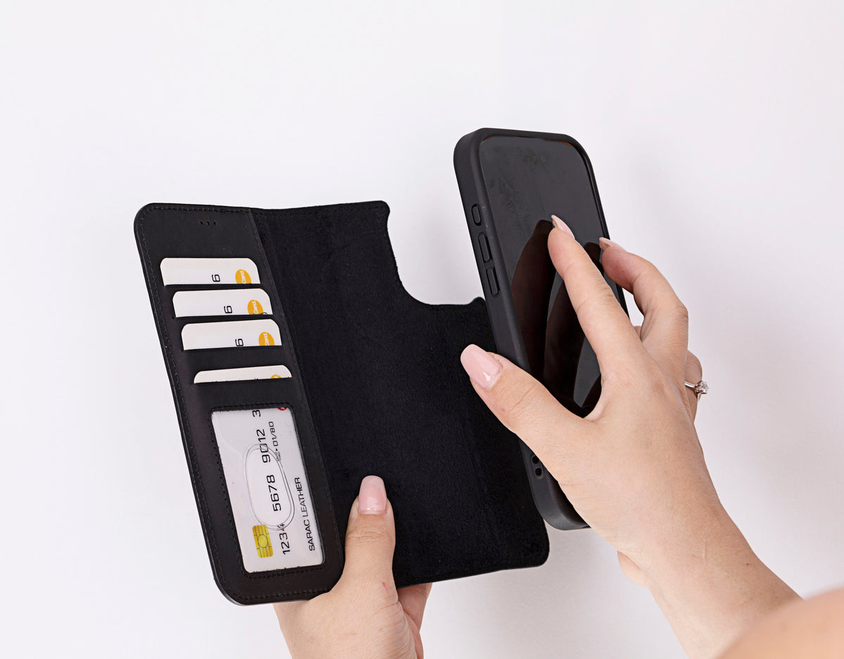 Liluri iPhone 16 Pro Detachable Leather Wallet Case