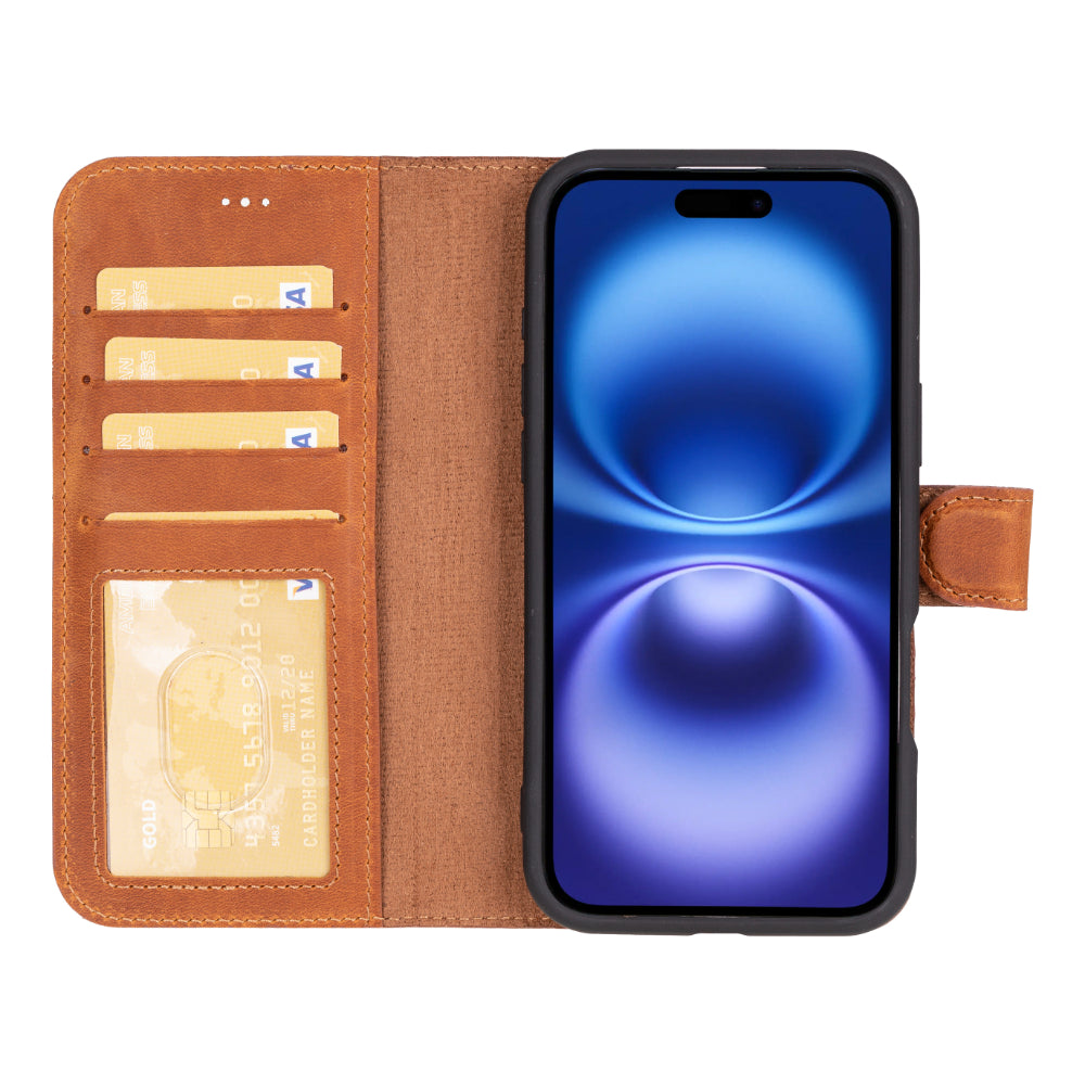 Magic iPhone 16 Plus Detachable Leather Wallet Case