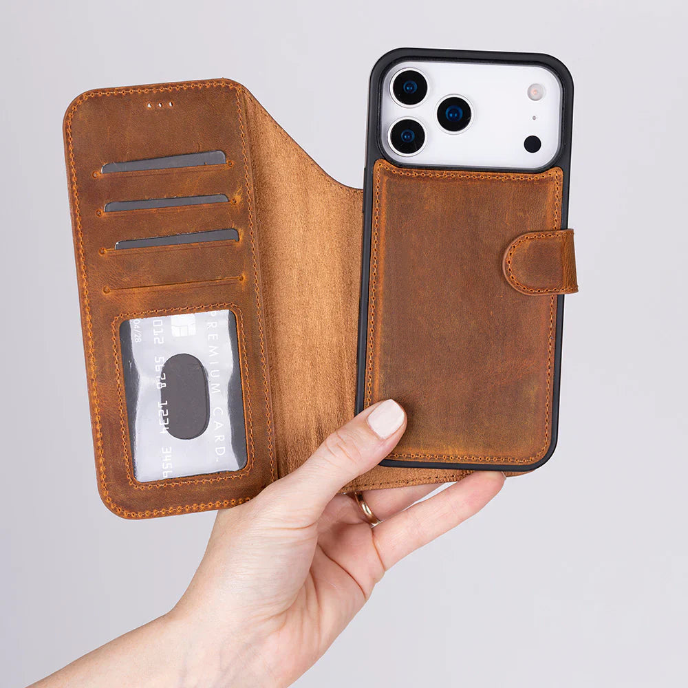 Magic iPhone 17 Pro Max Leather Detachable Wallet Case