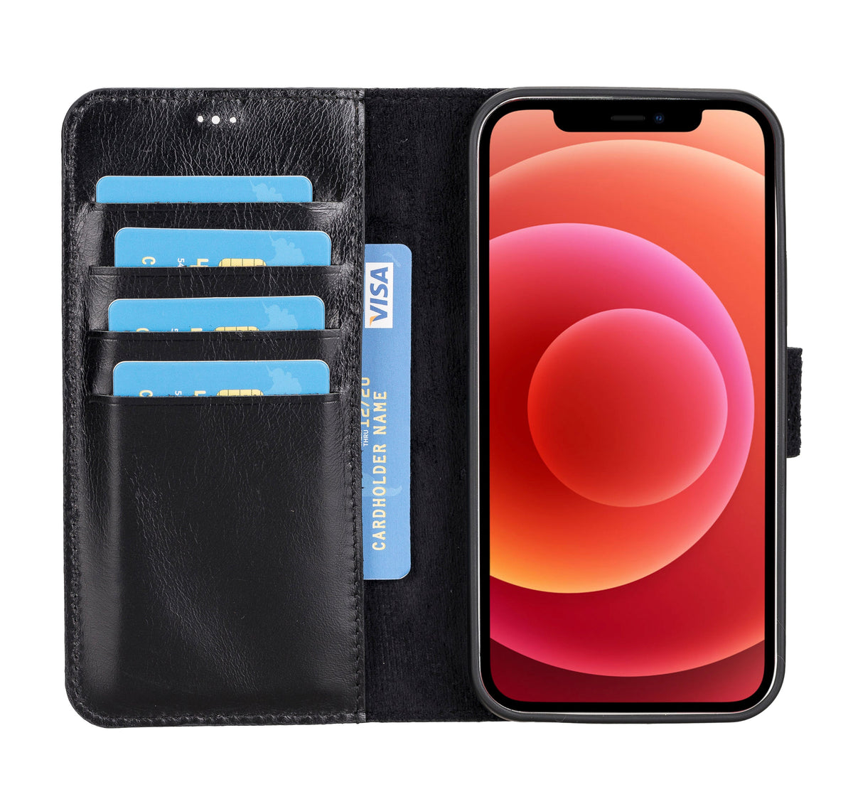 Magic iPhone 12 / 12 Pro Detachable Leather Wallet Case
