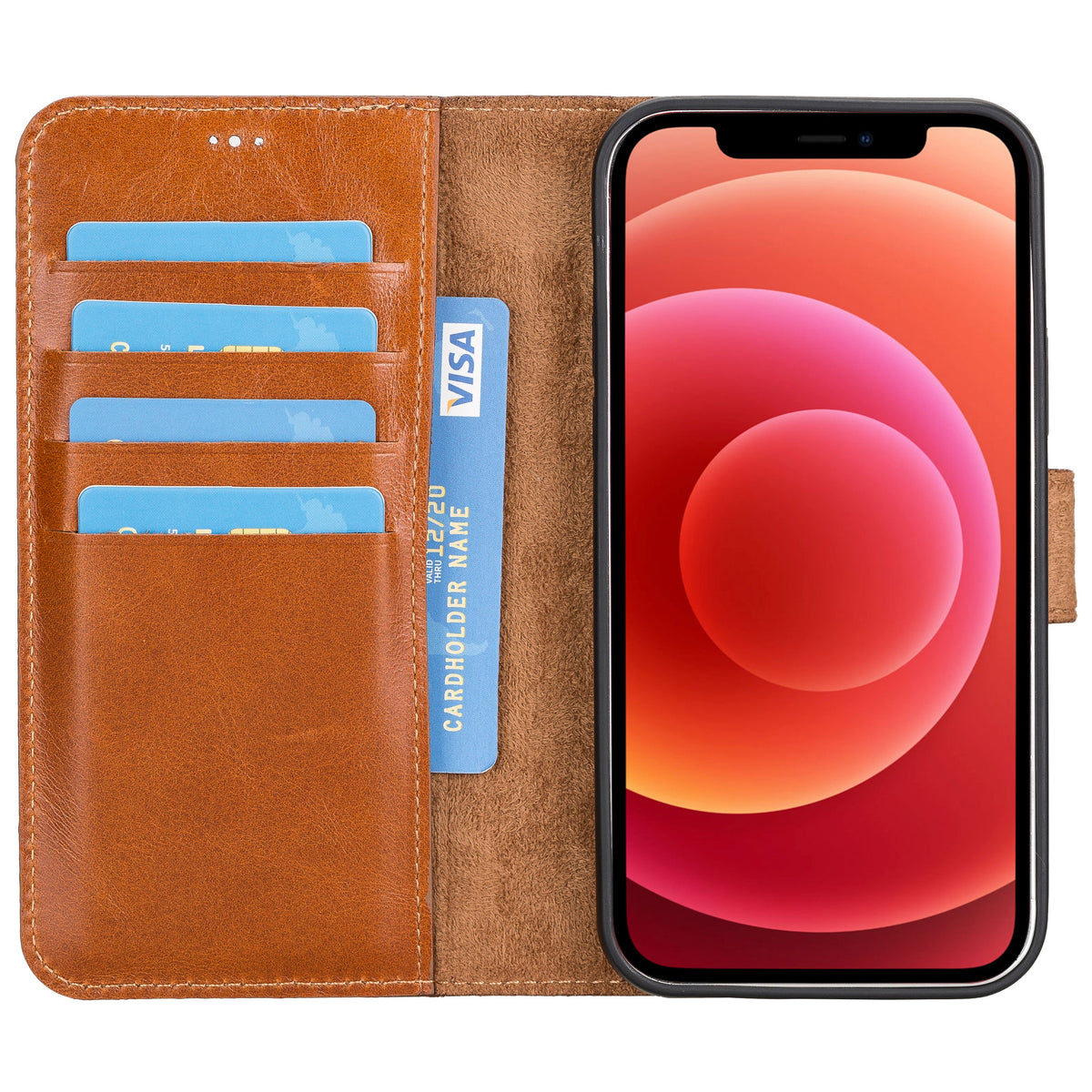 Magic iPhone 12 / 12 Pro Detachable Leather Wallet Case